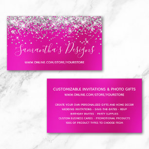 Silver Glitter Ljus Varma Rosa Otydlighet Webbutik Visitkort