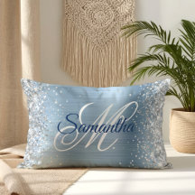 Silver Glitter Ljusblå Folie Fancy Monogram