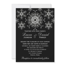 Silver Glitter LOOK Snöflingor Bröllopsinbjudan