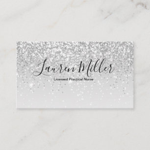 Silver Glitter LPN Nurse Affärskort Visitkort