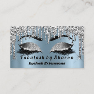 Silver Glitter Makeup Artist Lash Princess Blue Visitkort