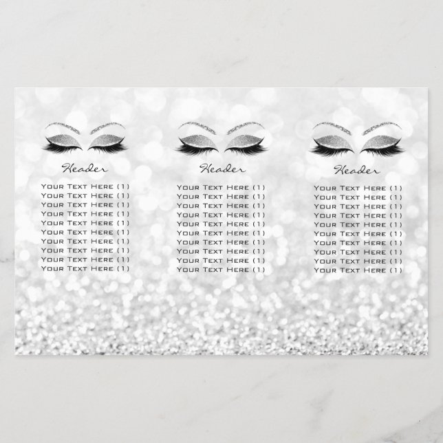 Silver Glitter Makeup Öga Grått Lash DL 3-bipackse Flygblad (Baksidan)