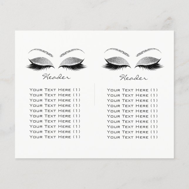Silver Glitter Makeup Öga Lash Prices Logotyp Flygblad (Baksidan)
