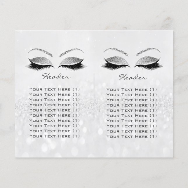 Silver Glitter Makeup Öga Lash Prices Logotyp Flygblad (Baksidan)