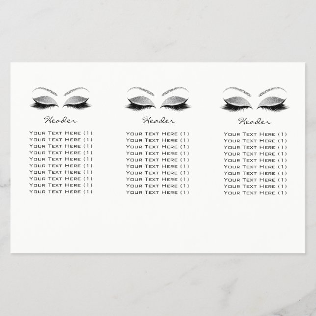 Silver Glitter Makeup Öga White Lash DL-bipacksede Flygblad (Baksidan)
