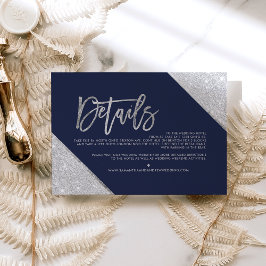 Silver glitter-manuset bröllop tilläggskort