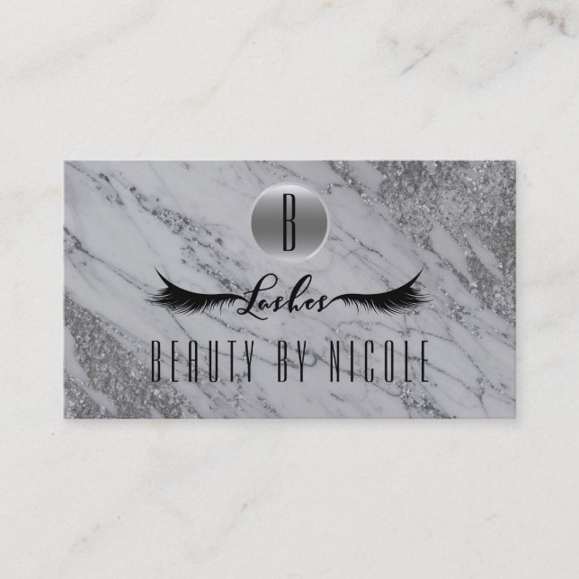 Silver Glitter Marble Lashes Kundes Lojalitetskort (Framsida)