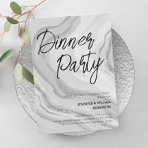 Silver Glitter Marble Script Middagsparty 