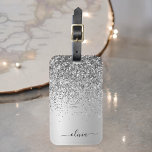 Silver Glitter Metall Monogram Glam Namn Bagagebricka<br><div class="desc">Silver Faux Foil Metallic Gnistra Glitter Brushed Metall Monogram Namn och Initial Bag eller Luggage Tag. Det gör perfekten söt 16-årsjubileum,  bröllop,  möhippa,  årsdag,  babydusch eller bachelorette-fest för någon som glam lyxen och chic stilar i kärlek.</div>