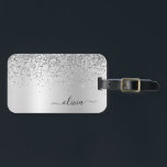 Silver Glitter Metall Monogram Glam Namn Bagagebricka<br><div class="desc">Silver Faux Foil Metallic Gnistra Glitter Brushed Metall Monogram Namn och Initial Bag eller Luggage Tag. Det gör perfekten söt 16-årsjubileum,  bröllop,  möhippa,  årsdag,  babydusch eller bachelorette-fest för någon som glam lyxen och chic stilar i kärlek.</div>