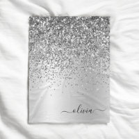 Silver Glitter Metall Monogram Glam Namn