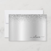 Silver Glitter Metall Monogram Glam Namn