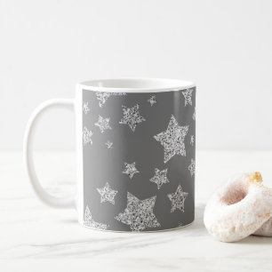 Silver glitter-miniatyrdiagram Stars mönster light Kaffemugg