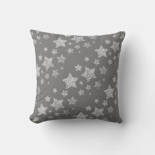 Silver glitter-miniatyrdiagram Stars mönster light Kudde
