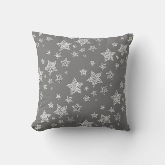 Silver glitter-miniatyrdiagram Stars mönster light Kudde (Framsida)