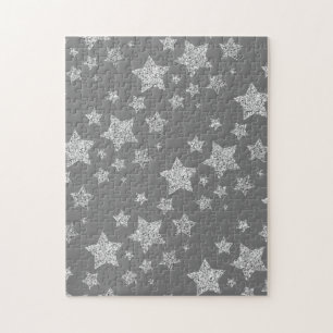 Silver glitter-miniatyrdiagram Stars mönster light Pussel