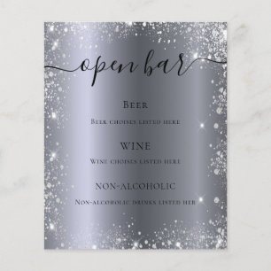 Silver glitter-miniatyrskript, pub-meny flygblad