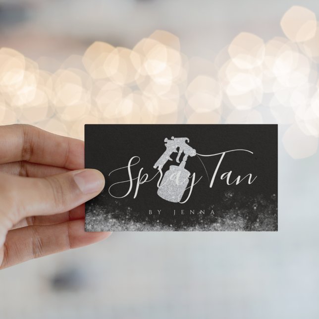 Silver Glitter Moblie Spray Tan Visitkort (Skapare uppladdad)