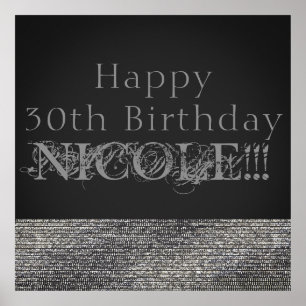 Silver Glitter Modern Glam Pärlor Party Banner Poster