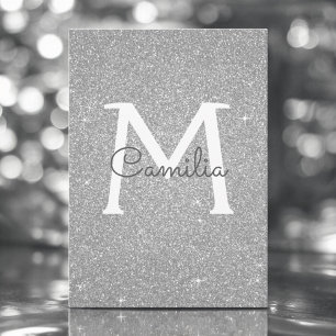 Silver Glitter Monogram Gnistra Quinceanera Inbjudningar