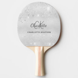 Silver glitter monogram initialer namn pingisracket