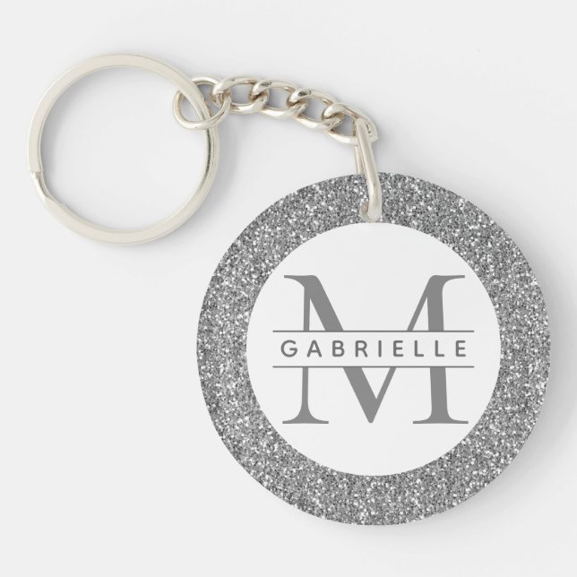 Silver Glitter Monogram Namn (Framsidan)