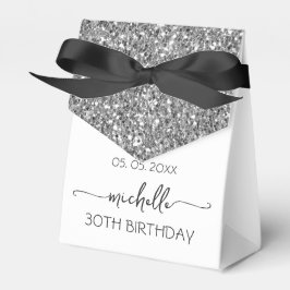 Silver Glitter Monogram Namn 30års födelsedag Presentaskar