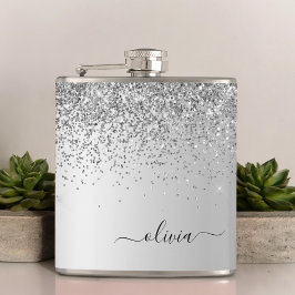 Silver Glitter Monogram Namn Luxury Girly Fickplunta