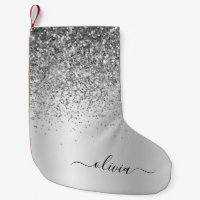 Silver Glitter Monogram Namn Luxury Girly