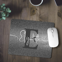 Silver Glitter Monogram Namn-musmatta