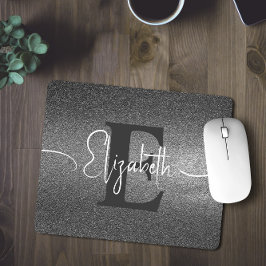 Silver Glitter Monogram Namn-musmatta Musmatta