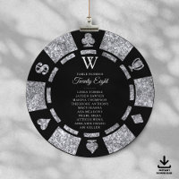 Silver Glitter Monogram Poker Chip Casino Bröllop
