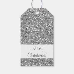 Silver Glitter Mönster Utseende-liknande Presentetikett