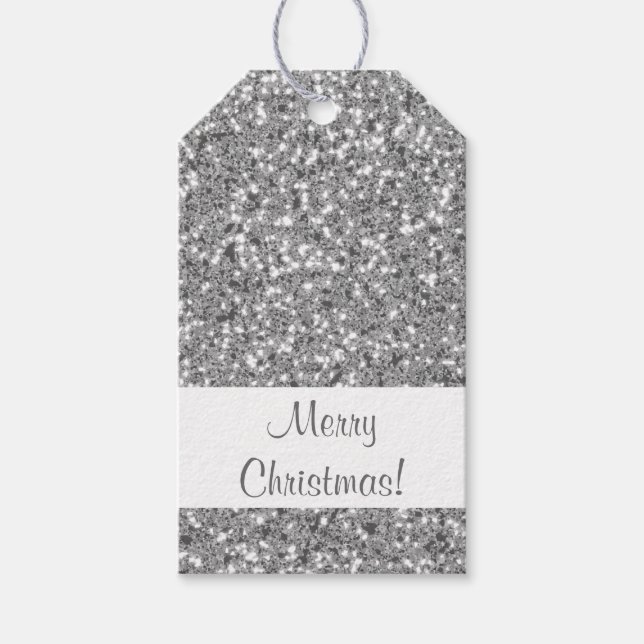 Silver Glitter Mönster Utseende-liknande Presentetikett (Framsidan)