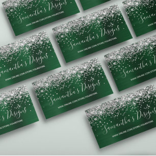 Silver Glitter Mörk Grön Folie Webbutik Visitkort