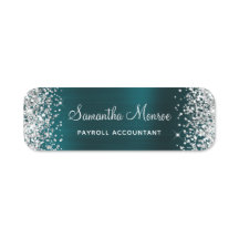 Silver Glitter Mörk Turkos Folie Namntitel