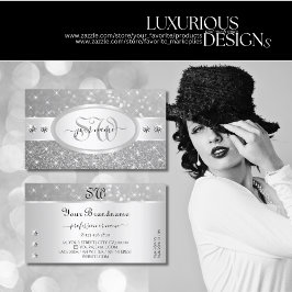 Silver Glitter-mousserande stjärnor Diamonds Initi Visitkort