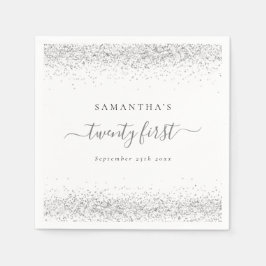 Silver Glitter Namn 20 första Party Pappersservett