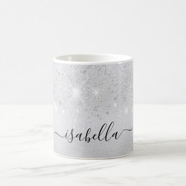 Silver glitter namn glamoral kaffemugg (Center)