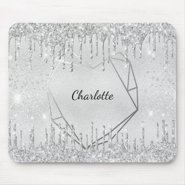 Silver glitter namn musmatta (Framsidan)