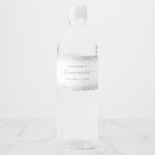 Silver Glitter Namn Vattenflaskor Etikett