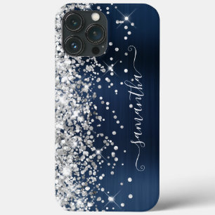 Silver Glitter Navy Folie Modern Flickig Signatur