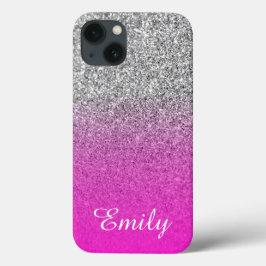 Silver Glitter Neon Rosa Ombre Personlig
