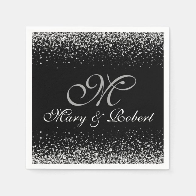 Silver Glitter Night Himlar Pappersservett (Framsidan)