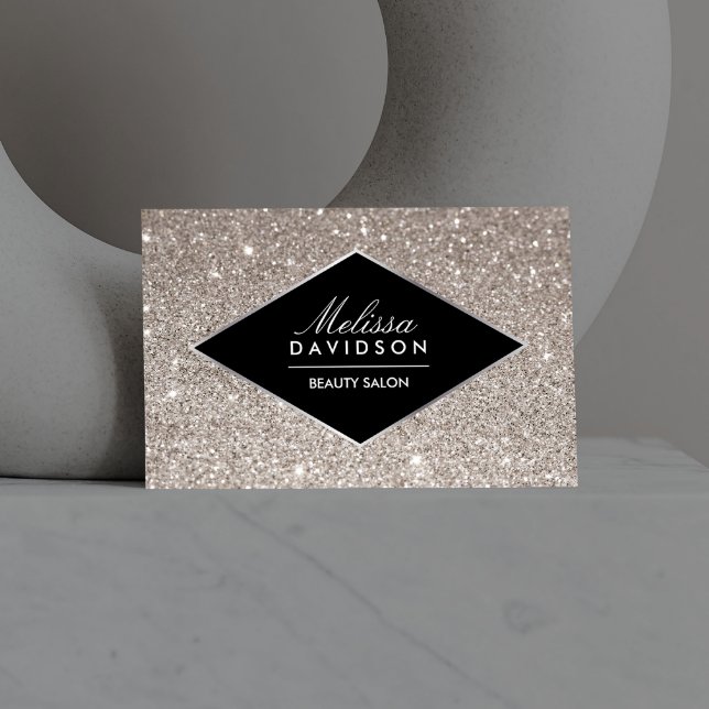 Silver Glitter och Affärskortet Glamor Beauty Visitkort (Skapare uppladdad)