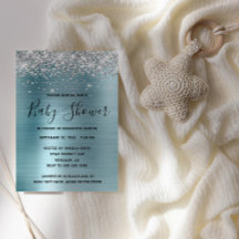 Silver Glitter och Blå Folie Baby Shower