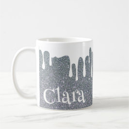 Silver Glitter och den vita Personligen med inskju Kaffemugg