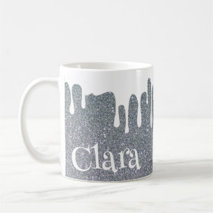 Silver Glitter och den vita Personligen med inskju Kaffemugg