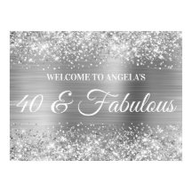 Silver Glitter och Foil 40 & Fabulous Welcome