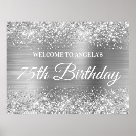 Silver Glitter och Folie 75-årsfirande Välkommen Poster